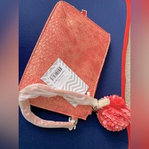 Deux lux Cotton Candy wristlet in coral new with tags